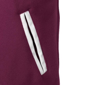 Veste universitaire brodée tendance à motif floral, corps en laine, détails de couture, fermeture à boutons-pression, pour femme - Product Image 5