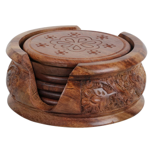 Premium Quality Wood Coaster Reusable Table Accessories Natural Solid Wood Round Coaster Customized Logo - Product Image 6
