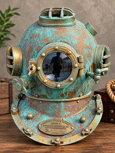 Casco de Buceo Náutico Marítimo Mark V, Réplica Decorativa de Metal para Buceo en Aguas Profundas, Sin Base de Madera - Product Image 6