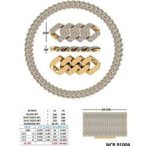 Collier de luxe pour homme, chaîne cubaine 16 mm en or massif 14 carats, diamants de laboratoire taille ronde, style hip-hop, fermoir boîte, entièrement serti - Product Image 2