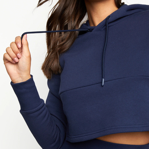 <b>Women</b> Winter Casual Cropped Hoodies High Quality Custom Made Quick Dry Breathable Windproof Solid <b>Pattern</b> Wholesale - Product Image 4