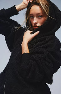 Unisex Oversized <b>Fleece</b> <b>Jacket</b> Hooded Zipper Closure Thick Sherpa <b>Lining</b> Long Sleeve Casual Winter Wear - Product Image 3