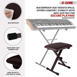 5 Core Keyboard <b>Bench</b> 2 Inch Padded <b>Cushioned</b> Piano Stool Height Adjustable 19" Guitar Seat Portable - Product Image 4