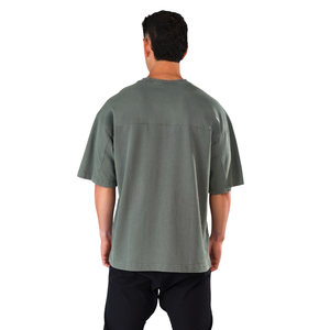 Camiseta de Manga Corta Gris Lavada para Hombre, Cómoda, de Algodón Premium, Informal, Moderna, para Gimnasio, Venta al Por Mayor - Product Image 2