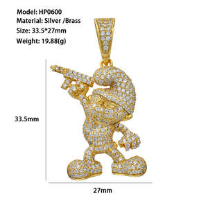 Collier Pendentif Personnalisé Lettre Hip Hop Design Géométrique Plaqué Or 14K Zircon Sertis de Pierres avec Chaîne Corde Mignon pour Unisexe - Product Image 4