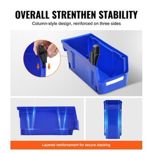 Contenitore di Plastica Impilabile (11x5x5) - Confezione da 12 Organizzatori Sospesi Blu/Rossi - Impilabili Resistenti - Product Image 6