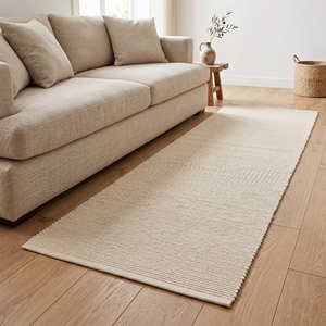 5' x 8' Premium Handloom <b>Flat</b> Weave Cotton Area <b>Rug</b> for Living Room Scandinavian Japandi & Organic Modern Home - Product Image 1