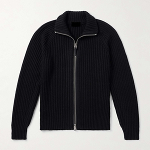 Suéter Cárdigan de Punto para Hombre, con Cierre, Cuello Alto, Diseño Sólido, Personalizable con Logotipo OEM, para Invierno - Product Image 1