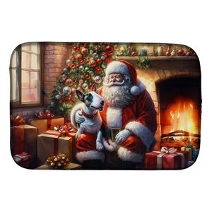 Tappetino Assorbente per Asciugatura Piatti a Forma di Babbo Natale English Bull Terrier, Decorazione Natalizia per Cucina e Albero - Product Image 1