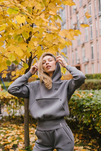 Wholesale Women Solid Color Hoodie and <b>Jogger</b> Pants Set Soft Cotton Fleece Custom Logo Manufacturer - Product Image 4