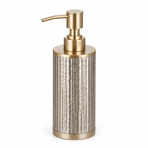Distributeur de savon liquide en or rose, bouteille à pompe manuelle en cuivre texturé moderne, accessoires pour comptoir de salle de bain d'hôtel et de maison - Product Image 5
