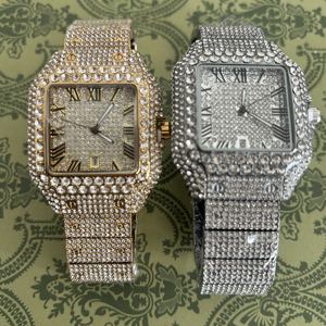 Relojes de pulsera cuadrados para mujer, estilo hip hop, con diamantes incrustados, automáticos, mecánicos, con diamantes VVS Moissanite, que pasan la prueba del diamante. - Product Image 1