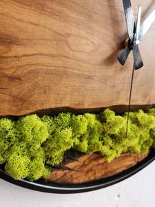 Botanical Moss Wall <b>Clock</b> Rustic Wooden Handmade Nature Inspired Luxury Green Modern Minimalist Home Decor Timepiece - Product Image 5