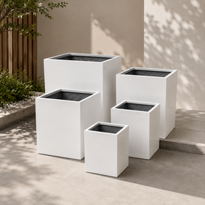 Grand pot carré en fibre de verre pour décoration intérieure et extérieure, pot de fleurs moderne pour jardin, article très demandé pour l'aménagement paysager - Product Image 4