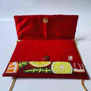 Sac à main décontracté indien fait main de luxe avec accessoires de mode en cristal, poignée perlée multicolore et style local durable - Product Image 2