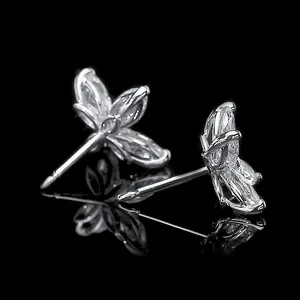 14K White Gold 3.20 Ct Lab Grown Marquise Diamond <b>Earring</b> push <b>back</b> - Product Image 2