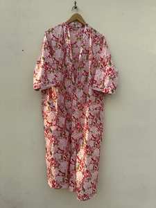 Robe kimono en coton à imprimé oiseaux, kaftan, vêtements de festival, style bohème - Product Image 4