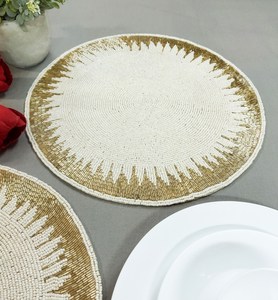 Elegant Handmade Beaded Embroidered Placemats <b>Decorative</b> <b>Table</b> Accessories for Wedding Dinner <b>Party</b> Dining Room and Home <b>Decor</b> - Product Image 3