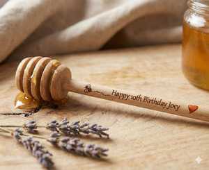 Custom Engraved Wooden Honey Dipper Stick Handmade Natural Wood Honey Drizzler Server for Kitchen Tabletop Decor - Product Image 3