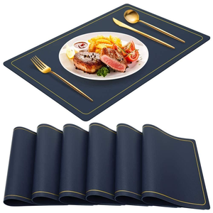 Napperons rectangulaires en silicone antidérapants bleu marine pour ensemble de salle à manger - Product Image 3