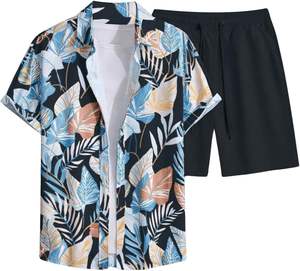 Ensemble décontracté pour homme : chemise à manches courtes imprimée géométrique abstraite et short à cordon de serrage – Tenue de plage estivale tendance - Product Image 6