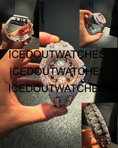 Reloj de Lujo Estilo Hip Hop con Incrustaciones de Diamantes, Caja de Acero Inoxidable, Correa de Acero Inoxidable con Moissanita, Resistente al Agua 10 Bar, Movimiento de Alta Calidad - Product Image 1