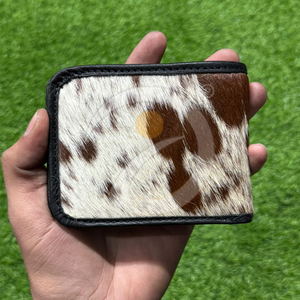 Premium Natural Hair Cowhide <b>Wallet</b> Mens <b>Compact</b> Leather Organizer Handmade Stylish Rustic Detailing - Product Image 1