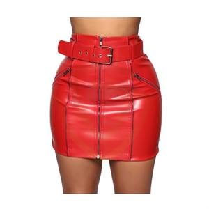 Falda de cuero sintético mini sexy de cintura alta para mujer, estilo club, tendencia de verano 2026 - Product Image 1