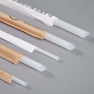 หลอด PLA จัมโบ้ห่อด้วยกระดาษ หลอด PLA แบบเอียง สำหรับดื่มชาไข่มุก ทำจากแป้งข้าวโพด สำหรับสมูทตี้ มิลค์เชค - Product Image 2