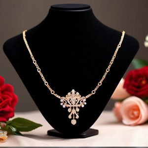 ชุดสร้อยคอเพชรแบบอเมริกัน JeweleMarket 10575672WH Royal Look ดีไซน์หรูหรา พร้อมเคลือบทอง สำหรับโอกาสพิเศษของเจ้าสาว - Product Image 3