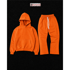 Premium <b>Orange</b> Oversized <b>Hoodie</b> Tracksuit Set Unisex Plain Pullover Sweatshirt Jogger Pants Casual Streetwear Sportswear Outfit - Product Image 5