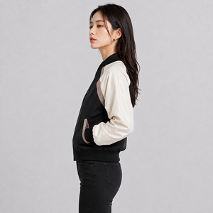 Casual Wear <b>Women</b> <b>Bomber</b> <b>Jacket</b> Custom Logo <b>Lightweight</b> Full Zipper High Quality Windproof Outerwear <b>Bomber</b> <b>Jacket</b> for <b>Women</b> - Product Image 3