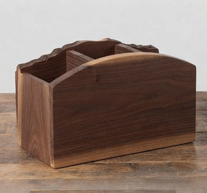 Caddy de rangement décoratif unique en bois de manguier fait main pour couverts de table et ustensiles de cuisine - Product Image 2