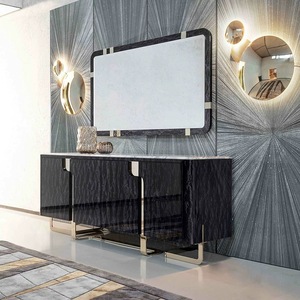 Mueble de Salón de Lujo, Mueble de Salón de Madera Maciza, Mueble con Diseño de Diamantes, Mueble Decorativo con Espejo - Product Image 5