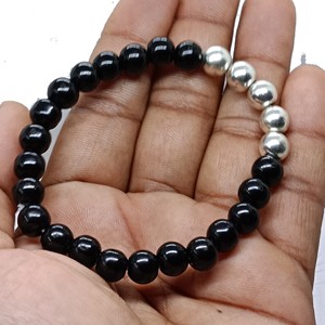 Bracelet Bouddha en tourmaline noire de haute qualité, perles en argent, bijoux fantaisie pour homme et femme, pour la méditation et l'énergie, idéal comme cadeau. - Product Image 6
