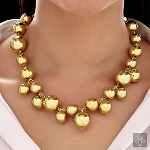 Collar de Bolas Doradas Antideslustre PRAO, Accesorio de Moda con Diseño Único - Product Image 1