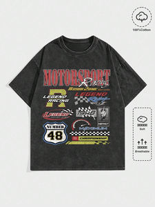 T-shirt uni en coton 100% de haute qualité, surdimensionné, épais, impression graphique personnalisée, t-shirt lourd pour homme, unisexe - Product Image 3