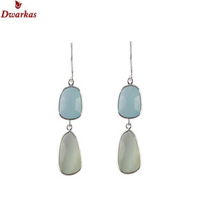 Pendientes clásicos elegantes y modernos para mujer, pendientes de plata de ley 925 con piedras preciosas de calcedonia multicolor, regalo para fiesta de aniversario - Product Image 2
