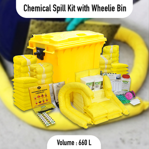 Chemical Spill Kit 660L with Wheelie <b>Bin</b> Extra <b>Large</b> Capacity Mobile Spill Response Kit for Hazardous Chemical Industrial Safety - Product Image 2
