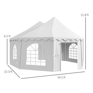 Grande Tenda per Feste 6,8m x 5m con 2 Porte in Acciaio e Tessuto in PVC, Include Borse per il Trasporto, Ideale per Matrimoni, Barbecue ed Eventi - Product Image 3