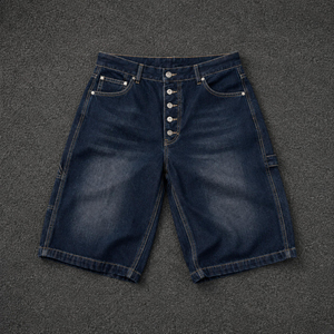 Pantalones Cortos Anchos de Mezclilla de Alta Calidad para Hombre, Estilo Urbano, con Bolsillos, MOQ Bajo, Venta al por Mayor - Product Image 1