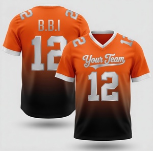 เสื้อฟุตบอลแบบซับลิเมชั่นสั่งทำพิเศษ คอวี แขนสั้น สีส้มไล่เฉด ระบายอากาศได้ดี สำหรับผู้ใหญ่ - Product Image 1