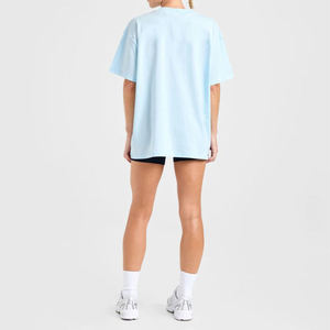 Women Oversized Solid Color Cotton T-Shirt Crew Neck Loose Fit Regular Sleeve Breathable All Seasons Jersey Knitted - Product Image 3