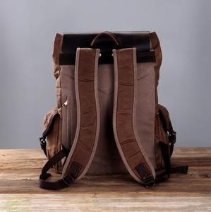 Sac à dos en cuir véritable et toile résistant à l'eau pour hommes, sac de voyage pour ordinateur portable, vente en gros, OEM, logo personnalisé, fabricant LCB-0031 - Product Image 3