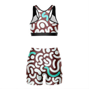 Ensemble de sport 2 pièces personnalisé pour femmes, taille mi-haute, respirant, grande taille, avec soutien-gorge de sport et short à logo frontal, idéal pour le yoga et la gym - Product Image 2