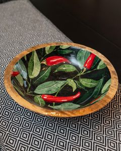 Tazón de Madera Artesanal Ecológico y Duradero con Diseño Esmaltado, Inspirado en el Arte Tradicional, Ideal para la Mesa de Comedor, Regalo Coleccionable - Product Image 6