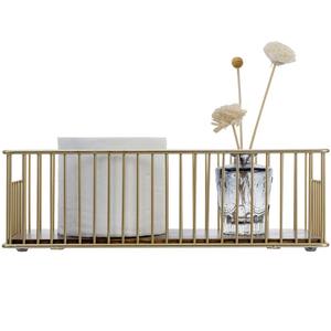 Plateau de toilette élégant en laiton avec base en bois massif pour serviettes d'invités et accessoires de salle de bain - Product Image 1