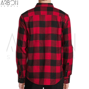 Durable Lightweight Customized Made New Trendy Comfortable Long Sleeve <b>Red</b> and Black <b>Checked</b> Flannel <b>Shirts</b> For <b>Men</b> Wear - Product Image 3