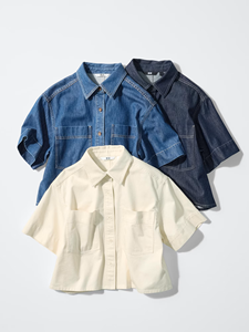 Débardeurs en denim pour femmes, coupe ample, manches courtes, tissu en denim de coton léger et rigide, élégant et respirant - Product Image 4