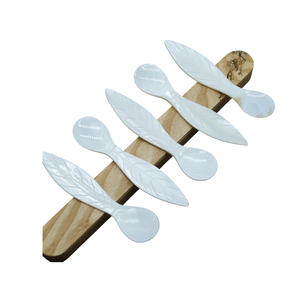 Fine Art Fish Flower Mother of Pearl Spoon Long Handle <b>Mirror</b> Polish Custom Logo Engraved Gourmet Tasting Tool Storage - Product Image 2